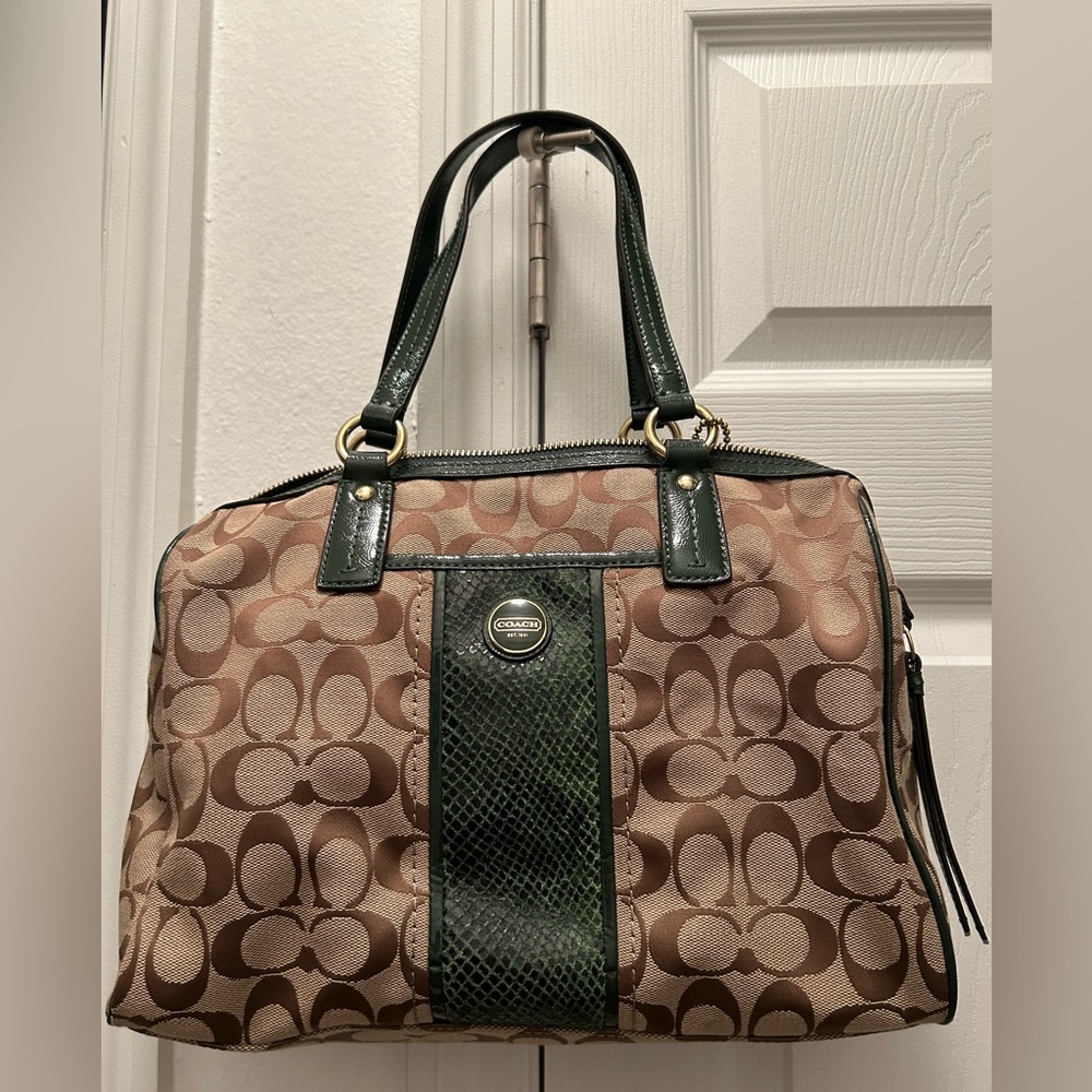 Green and Tan Coach Purse